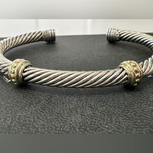 💯Authentic David Yurman classic cable double station bracelet 14kt & 925